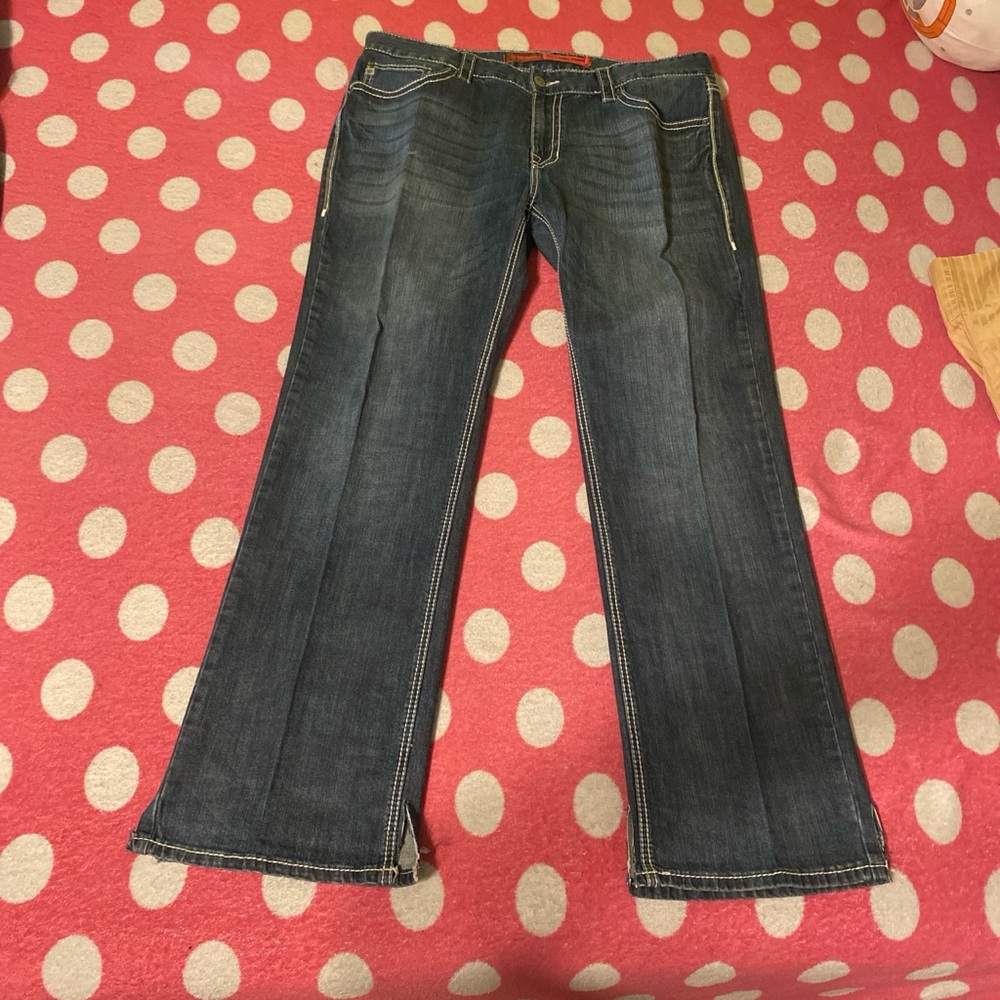 Starched Rock & Roll Men's Relaxed Bootcut Jeans - Dark Blue